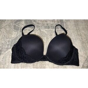 Victoria's Secret Black Lace trim‎ Push Up Bra sz 32D